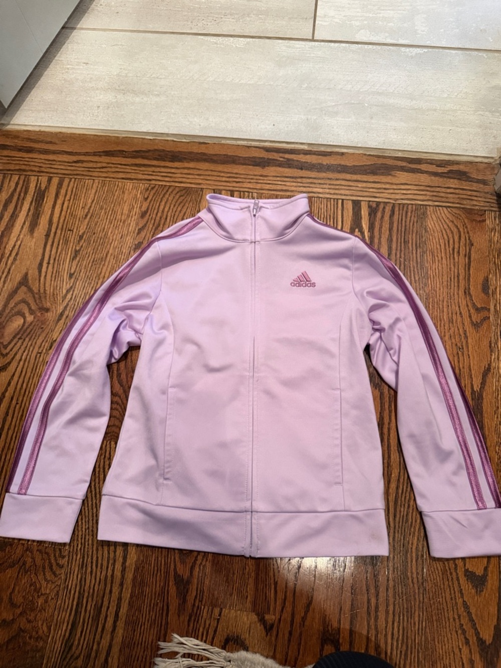 adidas Lavender Track Jacket with Pink Stripes